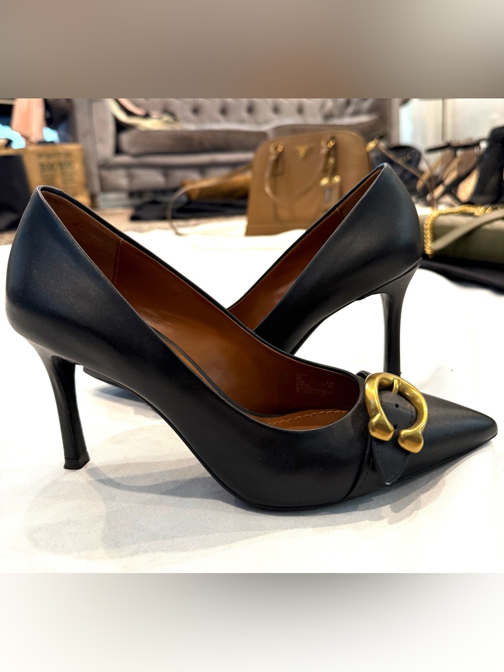 COACH Gold “C” Black Pumps - Sz. 7.5
